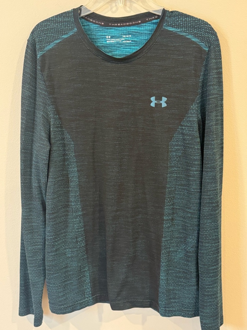 Under Armour Shirt Mens Large Gray T-shirt Threadborne Fitted Long Sleeve